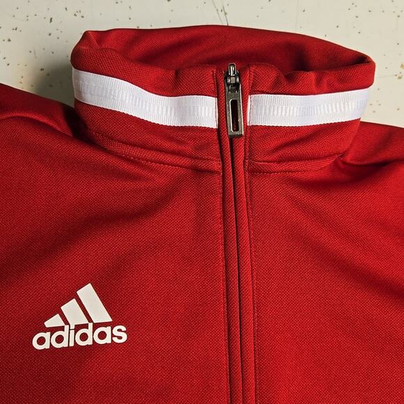 Adidas Boys Track Zip-up Jacket Small Red And White - Picture 3 of 5